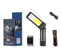 MoSundi COB LED Work Light with Magnetic Base, 180° Adjustable Spotlight and Floodlight, USB-C Rechargeable, Red/White Dual Light for Repair, Hands-Free Operation