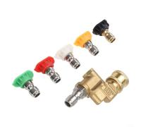 MoSundi Copper 1/4" Quick Connect Swivel Nozzle Adjustable Adapter 5 Patterns 4500 PSI for Car Pressure Washers Cleaning Tools(Adapter + 5 nozzles)