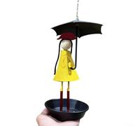 MoSundi Decorative Umbrella Girl Hummingbird Feeder, Easy Hang Metal Bird Feeder with Tray, Weatherproof Iron Ornament 25x14cm Yellow