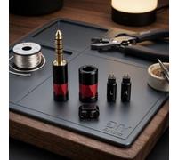 MoSundi DIY Headphone Repair Kit 3.5mm TRRS Solder Jack for Custom Cable Building & Earbud Connector Replacement - Alloy Metal Shell with 4mm Hole Blue(Red)
