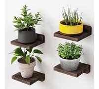 MoSundi Floating Shelves for Wall Set of 4, Small Wooden Wall Shelves Display Storage Organizer for Bathroom Kitchen Bedroom Home Decor 5x5x1.57 Inch(A)