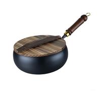 MoSundi Hand Forged Traditional Iron Wok Deep Belly Frying Pan Round Bottom Cast Iron Cookware Metal Cooking Pot for Home Kitchen Stove Top 26.5cm(B)