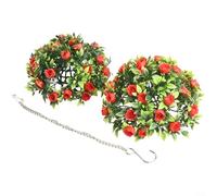 MoSundi Hanging Artificial Lavender Ball Topiary 20cm 25cm Plastic Simulation Plant Basket for Home Wedding Party Ceiling Wall Decoration(A 20cm)