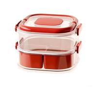 MoSundi Large Capacity Divided Snack Box with Airtight Silicone Lid, ABS Food Storage Container, for Candies and Nuts, Moisture Proof Organizer, for New Year Celebrations, White(red)