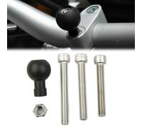 MoSundi Motorcycle Handlebar Clamp Base with 1" Ball and M8 Screws for RAM-B-367U for RAM Mounts, Black+Silver, 6061 Aluminum Alloy
