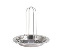 MoSundi Outdoor Carbon Steel Chicken Roaster Grill Stand, Non-Stick BBQ Tool for Roasting Poultry and Vegetables, Compact Portable Design, Even Heat Distribution, Silver