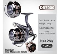 MoSundi Outdoor Fishing DR Series Reel - Front Drag 5-10kg, 3BB, CNC Metal Handle, Honeycomb Spool for Better Line Management, Silver (DR2000-DR7000)