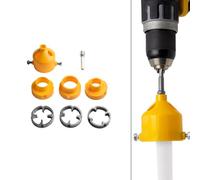 MoSundi PVC Pipe Threader Kit with 1/2 Inch 3/4 Inch Round Dies for Threading Metal and Plastic Pipes, for Electric Drill, Yellow/Grey