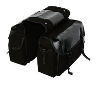 MoSundi Rear Rack Bike Bag Made of for Durable Canvas with Leather Stitching, Vintage Style with Ample Capacity, Multiple Compartments, and Secure Buckle Closure for Travel (Black)