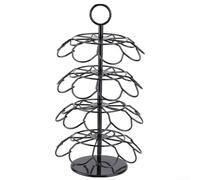 MoSundi Revolving Coffee Capsule Storage Tower - 4 Tier Rotatable Pod Rack Organizer for Espresso Cups Metal Stand Office Home Black 18.7x18.7x36.5cm