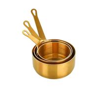 MoSundi Set of 3 Stainless Steel Sauce Pans with Ergonomic Handles, Stackable Dipping Bowls for Condiments and Milk, 60ml 80ml 100ml Capacity, Silver Black Gold