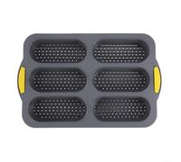 MoSundi Silicone 4 Cavity Hot Dog Roll Baking Pan Non Tray for Muffins Cupcakes Brownies Dishwasher Safe(Gray)