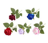 MoSundi Single Stem Artificial Velvet Rose Flower Wedding Home Decor, 51cm Realistic Silk Flower in Bright Red, Blue, Wine Red, Light Pink, Light Purple