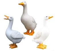 MoSundi Standing Resin Duck Statue with Water Spray Function, Detailed Garden Ornament,for Courtyard Fish Pond, Outdoor Decor, Requires Water Pump, White(#1)