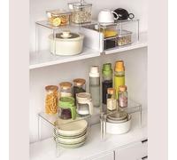 MoSundi Transparent Acrylic Kitchen Organizer, Stackable 2-Tier Cabinet Shelf with Anti-Slip Dots, Clear Spice Rack for Countertop Pantry Bathroom, Assembly, 12.for 8x8.3 Inch