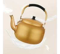 MoSundi Yellow Aluminum Pot for Tea Milk Rice Wine Lightweight Oxidized Camping Kettle, with Anti-Splash Spout Thickened Heat-Resistant Base for Picnic BBQ Outdoor(1L)