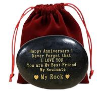 MoSunold Happy Anniversary Rock Romantic Gifts for Her, Anniversary Keepsake Engraved Rock Happy Birthday Gifts I Love You Gifts You are My Rock Gifts Decorative Stones with Red Velvet Bag