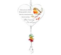MoSunold Robin Memorial Gifts, Warm Hanging Heart Plaque Present Acrylic Plaque Gifts with Poem to Remember Loved Ones