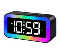 MOSUO Children's Digital Morning Alarm Clock with Night Light 7 Colours LED Digital Clock with 2 Alarm Modes Adjustable Brightness Snooze Voice Control 12/24 Hours USB Port