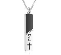 MOSURNSJWY Bar Urn Necklaces for Ashes for Men Women Cremation Urn Jewelry Cross Cube Ash Necklace Memorial Keepsake Pendant Human Ashes Holder, Stainless Steel, No Gemstone