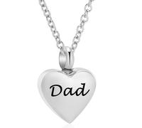 MOSURNSJWY Cremation Jewelry Small Heart Urn Necklaces for Ashes for Women Men Memorial Keepsake Urns Pendant for Human Ashes Necklace, Stainless Steel, No Gemstone