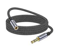 MOSWAG 10FT/3Meter Long 3.5mm Extension TRRS 4-Pole Headphone Cable Male to Female Audio Cable Nylon Braided Compatible for Home/Car Stereos Smartphones Headphones Tablets Media Players and More