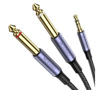 MOSWAG 1M/3.2FT 3.5mm 1/8" TRS to 2 x 6.35mm 1/4" TS Mono Y Cable 3.28FT/1Meter Splitter Cable Compatible with iPhone,iPod,Laptop,CD Players,Power Amplifier,Mixer,Home Stereo Systems
