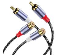 MOSWAG 1M Dual RCA Extension Cable, 2RCA Male to Female Audio Cord | Oxygen-Free Copper,Nylon Braided Phono Extension Cable for receivers,amplifiers,speakers,subwoofer,home theater,stereo audio