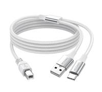 MOSWAG 2in1 USB Printer Cable 3.28FT/1M with USB C to MIDI Printer Cable, USB midi cable USB C to USB B MIDI Cable, Compatible with Music Instrument, Piano,Midi Keyboard, USB Microphone