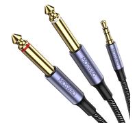 MOSWAG 3.5mm 1/8" TRS Male to 2X 6.35mm 1/4" TS Male Mono Stereo Y-Cab