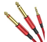 MOSWAG 3.5mm 1/8" TRS Male to 2X 6.35mm 1/4" TS Male Mono Stereo Y-Cable Splitter 10FT/3Meter Compatible for Home Stereo Systems,Laptop,Amplifier,Mixer Audio Recorder，MP3,etc