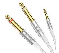 MOSWAG 3.5mm 1/8" TRS to 2 x 6.35mm 1/4" TS Mono Y Cable 3.28FT/1Meter Splitter Cable Compatible with Phone,iPod,Laptop,CD Players,Power Amplifier,Mixer,Home Stereo Systems