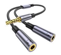 MOSWAG 3.5mm Headphone TRRS Splitter Adapter Headset Y Adapter 2 Female to 1 Male 3.5mm Jack Cable Mic Audio Splitter Headset Splitter Cable with Separate Audio Microphone Jacks