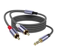 MOSWAG 3.5mm Male to 2 RCA Stereo Audio Cable Gold-Plated Connector | Nylon Braided Cord Sturdy Metal Housing Copper Wire Shield Durable Portable for TV Speaker Hi-Fi Amplifier DJ Controller