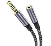MOSWAG 3.5mm Male to Female Extension Cable with Microphone Stereo Audio Adapter Nylon Braided Compatible for Home/Car Stereos Smartphones Headphones Tablets Media Players and More