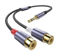 MOSWAG 3.5mm to RCA Cable 3.5mm Male to Dual 2 RCA Female Stereo Audio Adapter Cable 24K Gold-Plated Nylon Braided Connect Smartphone MP3 Tablet to Speaker Home Theater HDTV Amplifier