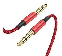 MOSWAG 6.35mm (1/4) TRS to 6.35mm (1/4) TRS Stereo Audio Cable 15 Ft Male to Male with Nylon Braided for Electric Guitar, Bass, Amplifier, Mixer, Keyboard, Speaker
