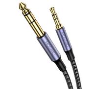 MOSWAG 6.35mm Male to 3.5mm Male TRS Stereo Audio Cable 1/4 to 1/8 inch Cable 3.28FT/1Meter Zinc Alloy Housing Nylon Braid Compatible with Electric Guitar Mixing Console Amplifier Speakers