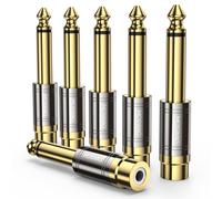 MOSWAG 6.35mm to RCA Adapter, 1/4 Inch Mono Plug to RCA Female Audio Converter for Microphone, Amplifier, Phone, Electric Guitar (6 pack)