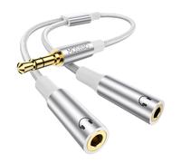 MOSWAG Earphone Splitter 3.5mm Splitter 2 Way Audio Splitter Stereo Audio Y Cable Earphone Jack Adapter for IPhone Samsung PS4 Switch Tablets PC Laptop MP3