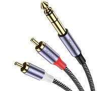 MOSWAG Gold-Plated 6.35mm 1/4 inch Male TRS Stereo Plug to 2 RCA Phono Male Audio Y Splitter Cable Connector Wire Cord Plug