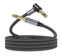 MOSWAG Guitar Cable 1M/3.3Ft, 1/4" 6.35mm TS Right Angle, Nylon Braided Dual Shielded, Noise Free Hi-Fi Bass AMP Cord for Electric Guitar Bass Amplifier Effects Pedal