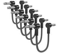 MOSWAG Guitar Pedal Patch Cables 6 pack 6 Inch guitar Effect Pedal Instrument Cable 1/4 Inch Right Angle Plugs Flat Guitar Patch Cables for Variety pedals Amplifiers Audio Equipment
