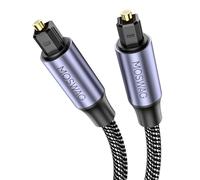 MOSWAG Optical Audio Cable 2M/6.6FT Digital Toslink SPDIF Cord 24K Gold-Plated Nylon Braided Compatible with TV Soundbar PS5 PS4 Xbox One Blu-ray AV Receiver
