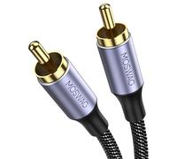 MOSWAG RCA Male to Male Digital Coaxial Audio Cable 24K Gold Plated 1M | Nylon Braided Cord Metal Housing Copper Wire Shield Layer Durable Portable Fit Home Theater Wii Speaker DVD Player