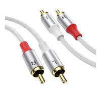 MOSWAG RCA Stereo Cable, 2RCA Male to 2RCA Male Stereo Auxiliary Audio Cable Subwoofer Cable 16.4FT/5M, 24K Gold Plated Nylon Braided for Home Theater, Audio, HDTV, Car Stereo, Speakers