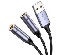 MOSWAG USB Audio Adapter USB to Dual 3.5mm Aux Mic Splitter Cable Compatible with Windows Laptops Desktops Windows MAC Linux PC PS5 PS4