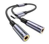 MOSWAG USB C to 3.5mm Aux Audio Headphone Splitter, 2-in-1 Audio Adapter with Compatible with Chip Jack Adapter Compatible Pixel 7 6 Pro 5, Galaxy S24 S23 S22 iPhone 16 Pro Max/16 Pro/16 Plus