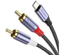 MOSWAG USB C to RCA Audio Cable 2M Type C RCA Y Splitter Cord | DAC Chip,Nylon Braided USB C to Phono Cable Compatible with iPhone 16/15,iPad,Galaxy S26 Ultra S25,Google Pixel 3/2/2XL