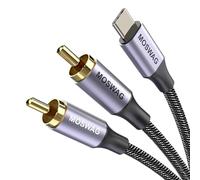 MOSWAG USB C to RCA Audio Cable,USB-C to 2 RCA Type C to RCA Male to Male Y Splitter Cord with Chip Compatible with Laptop,Tablet,Smartphone,Pixel 3/2/2XL Amplifier Speaker etc